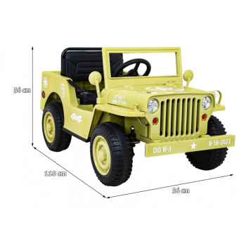 Autko Wojskowe Retro dla dzieci Beżowy + Napęd 4x4 + Pilot + 2 Bagażniki + Wolny Start + MP3 LED